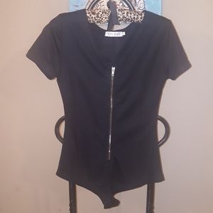 Xin Yan black bodysuit M zipper